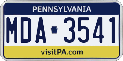 PA license plate MDA3541