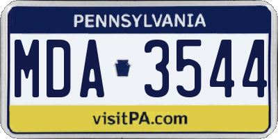 PA license plate MDA3544