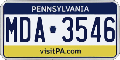 PA license plate MDA3546
