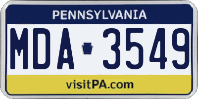 PA license plate MDA3549
