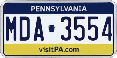 PA license plate MDA3554