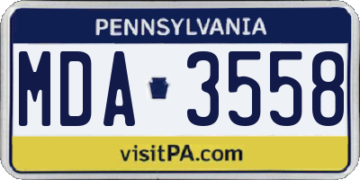 PA license plate MDA3558
