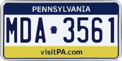 PA license plate MDA3561