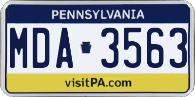 PA license plate MDA3563