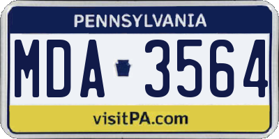 PA license plate MDA3564