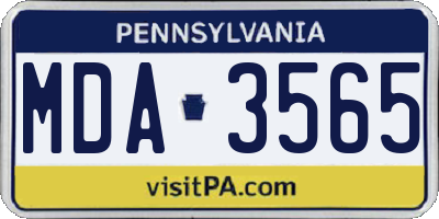 PA license plate MDA3565