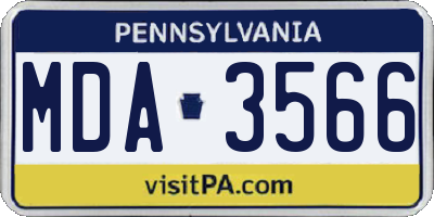 PA license plate MDA3566