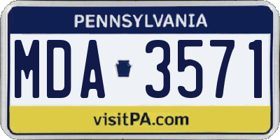 PA license plate MDA3571