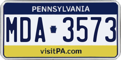 PA license plate MDA3573