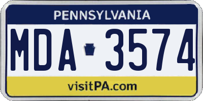 PA license plate MDA3574