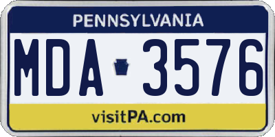 PA license plate MDA3576