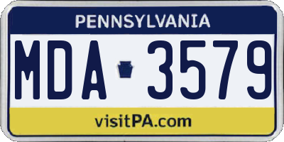 PA license plate MDA3579