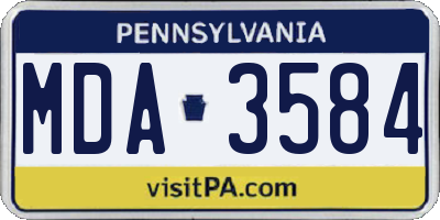 PA license plate MDA3584