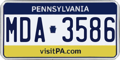 PA license plate MDA3586