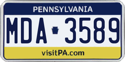 PA license plate MDA3589