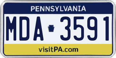 PA license plate MDA3591