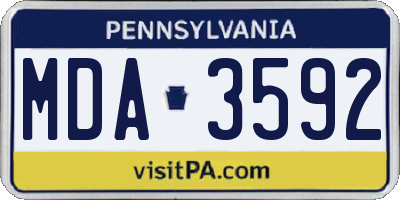 PA license plate MDA3592