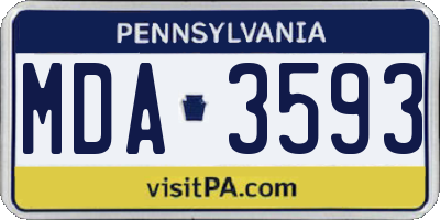 PA license plate MDA3593