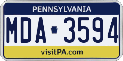 PA license plate MDA3594