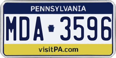 PA license plate MDA3596