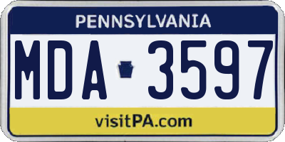 PA license plate MDA3597