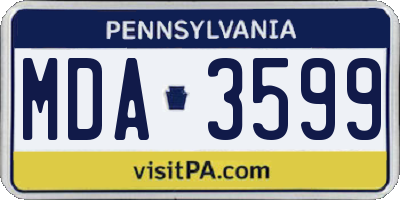 PA license plate MDA3599