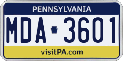 PA license plate MDA3601