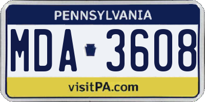 PA license plate MDA3608