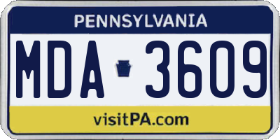 PA license plate MDA3609