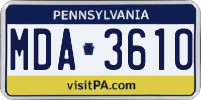 PA license plate MDA3610