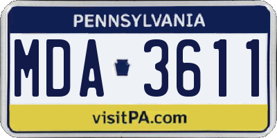 PA license plate MDA3611