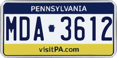 PA license plate MDA3612