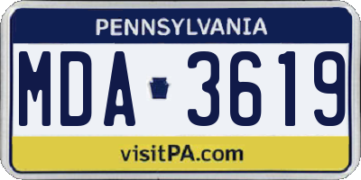 PA license plate MDA3619