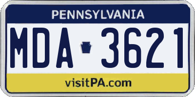 PA license plate MDA3621