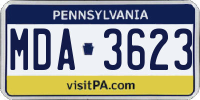 PA license plate MDA3623