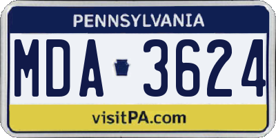 PA license plate MDA3624