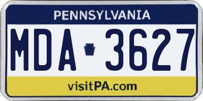 PA license plate MDA3627