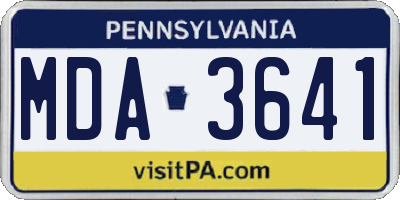 PA license plate MDA3641