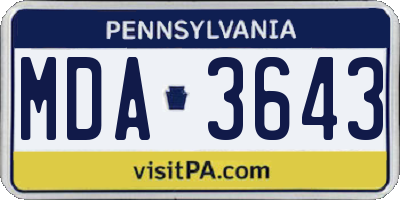 PA license plate MDA3643