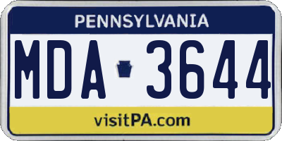 PA license plate MDA3644