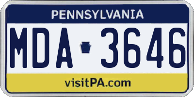 PA license plate MDA3646
