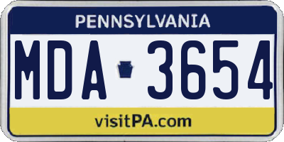 PA license plate MDA3654