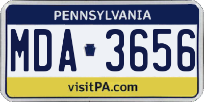 PA license plate MDA3656