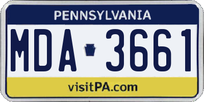 PA license plate MDA3661