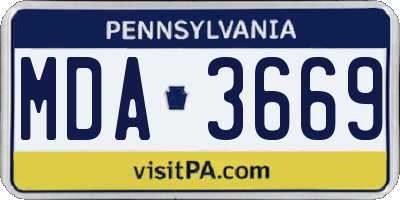 PA license plate MDA3669