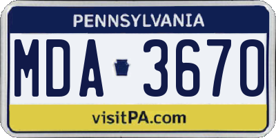 PA license plate MDA3670