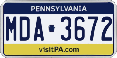PA license plate MDA3672