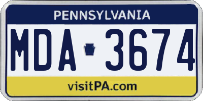 PA license plate MDA3674