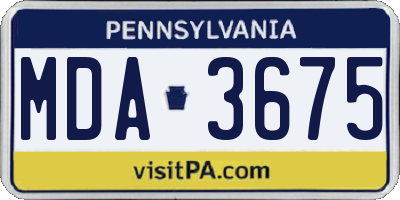 PA license plate MDA3675