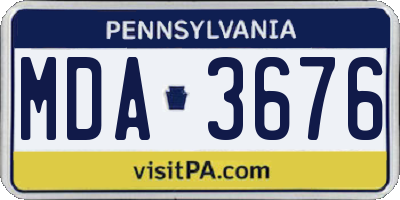 PA license plate MDA3676